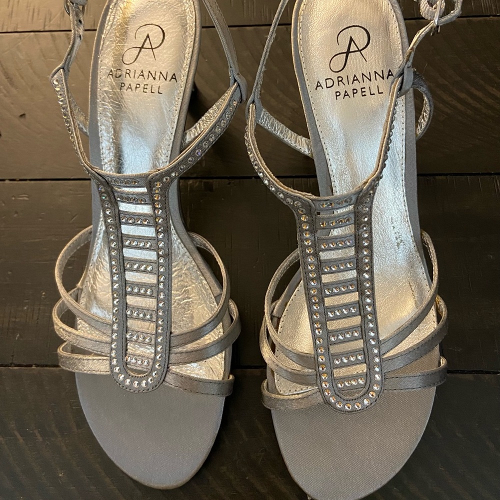 Adrianna Papell Silver rhinestones dress sandals